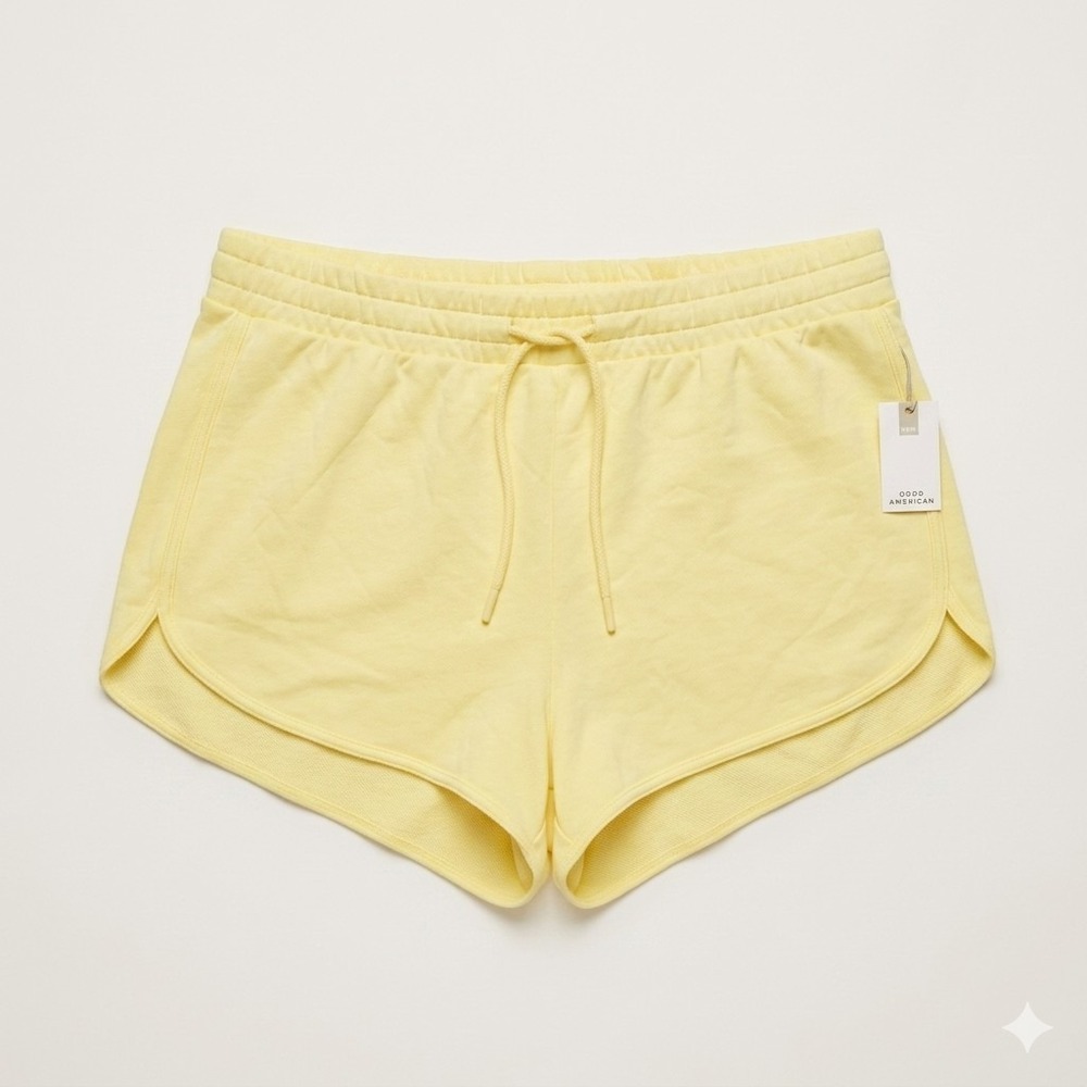 Good American Boyfriend Sweat Terry Shorts Light Ray 3XL Yellow